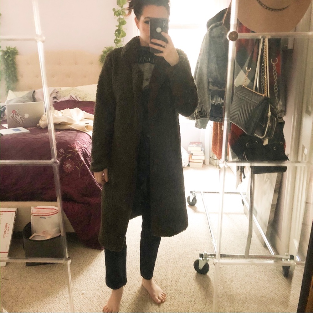 Forest green trench teddy cardi || 🦎🌿🌲